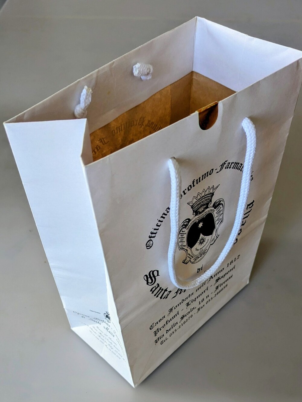 Santa Maria Novella Empty Paper Shopping Gift Bag Tote W/Handles Made In Italy